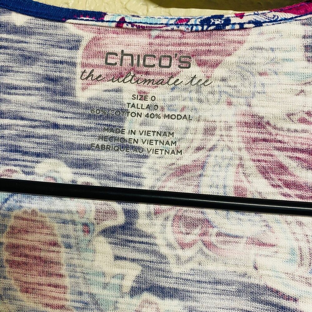Chico's Women's The Ultimate Tee Open Front Outline Floral Cardigan Size 0/S/4 - Picture 6 of 8